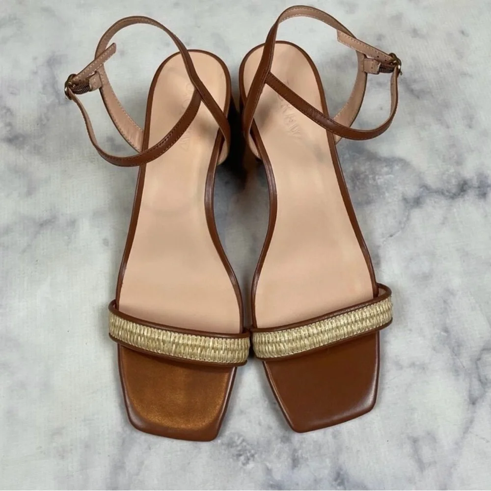 J. Crew Layne Cognac Brown Block Heel Sandal - 10.5 - Picture 4 of 9